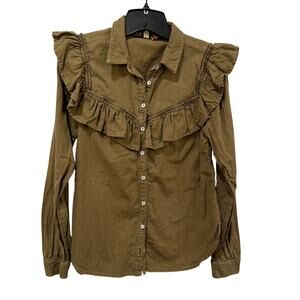 Anthropologie Pilcro Ruffle Long Sleeve Shirt
